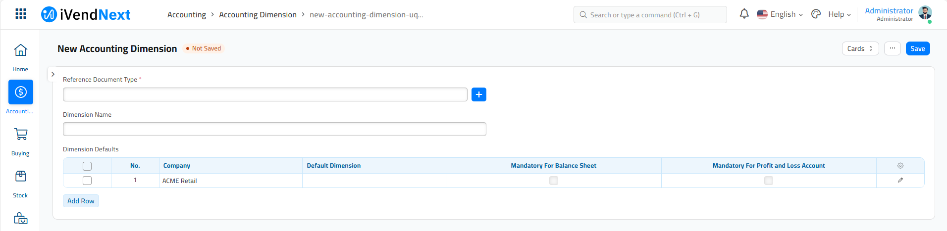 Accounting Dimension